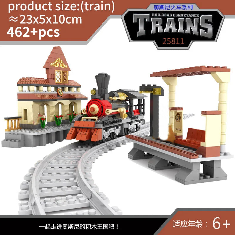 City Train Set Steam Bullet Vehicle Cargo Railway Station