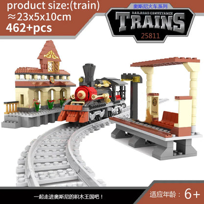 City Train Set Steam Bullet Vehicle Cargo Railway Station