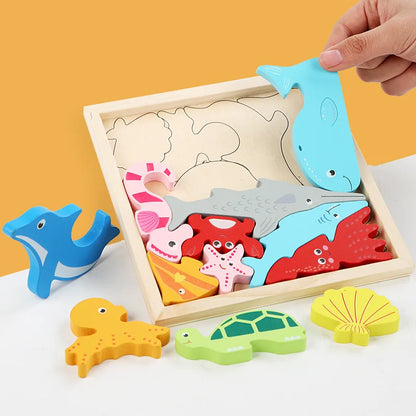 Hot New 3D Puzzle Wooden Toys Baby Learning Educational Hand Grasp Board