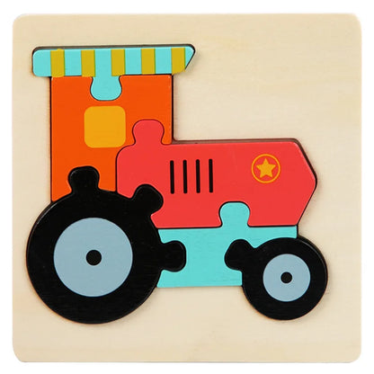 Montessori Toys 3D Puzzle Cartoon Animals Vehicle Cognitive Jigsaw Puzzle