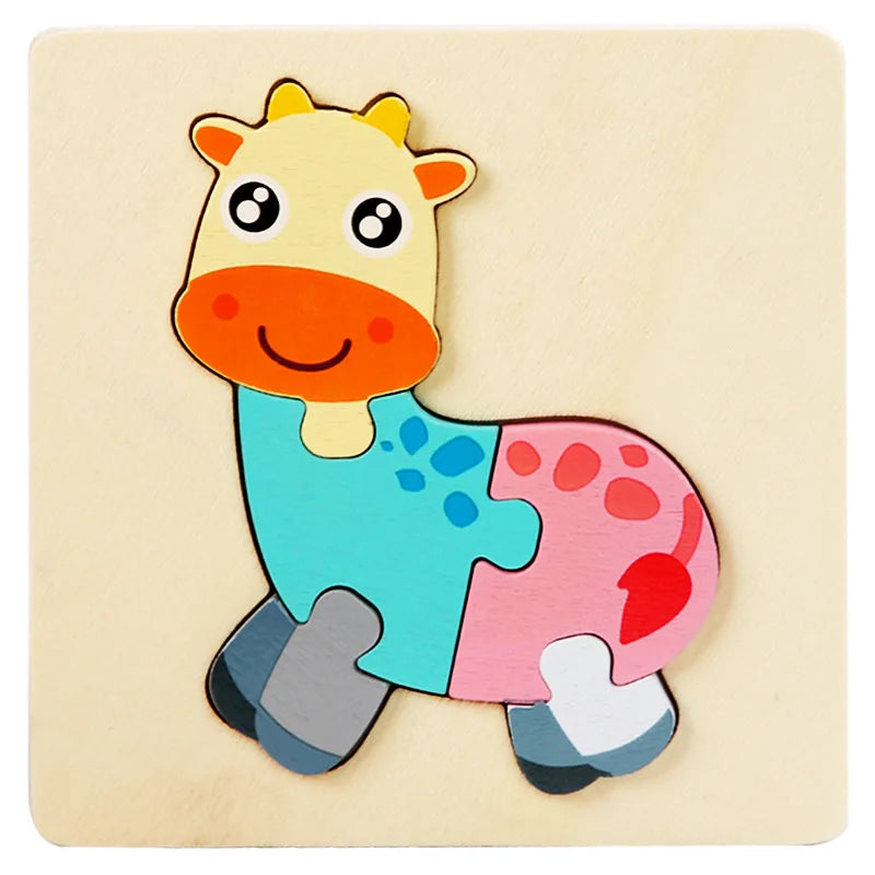 Montessori Toys 3D Puzzle Cartoon Animals Vehicle Cognitive Jigsaw Puzzle