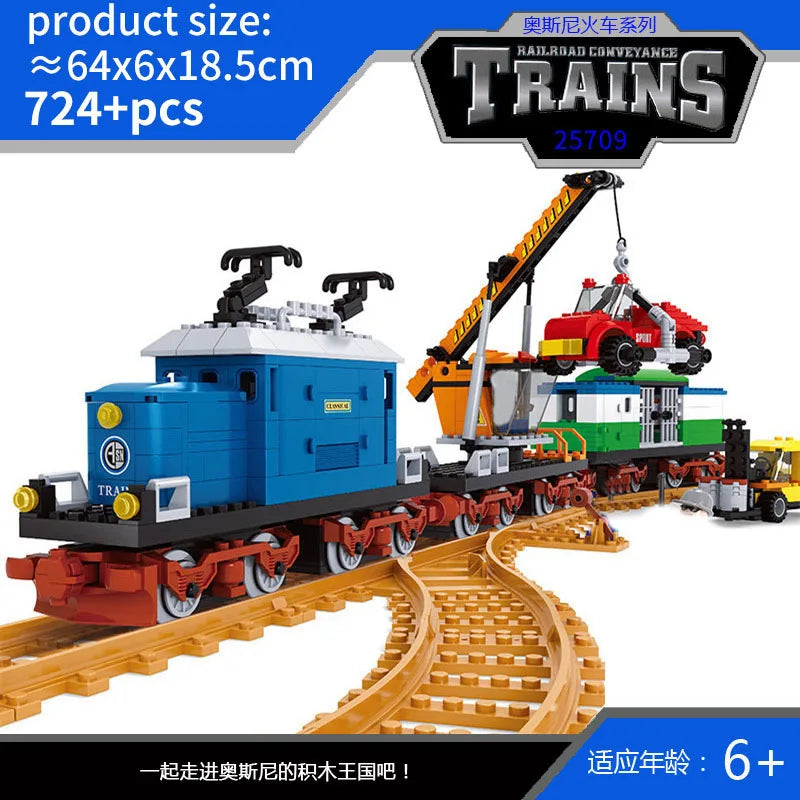 City Train Set Steam Bullet Vehicle Cargo Railway Station