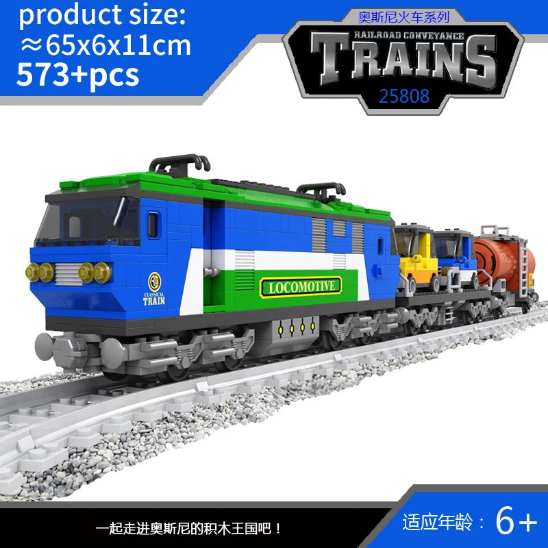 City Train Set Steam Bullet Vehicle Cargo Railway Station