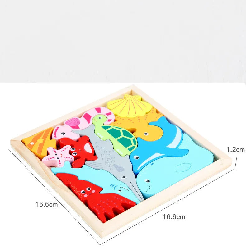 Hot New 3D Puzzle Wooden Toys Baby Learning Educational Hand Grasp Board
