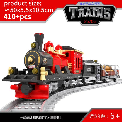 City Train Set Steam Bullet Vehicle Cargo Railway Station