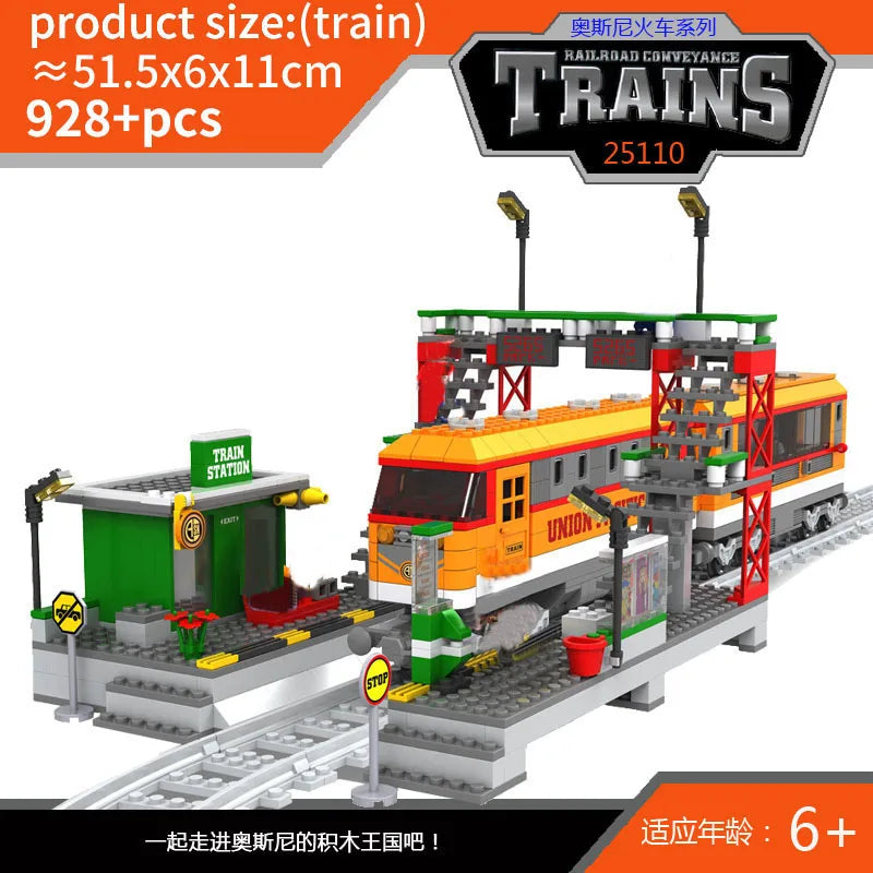 City Train Set Steam Bullet Vehicle Cargo Railway Station