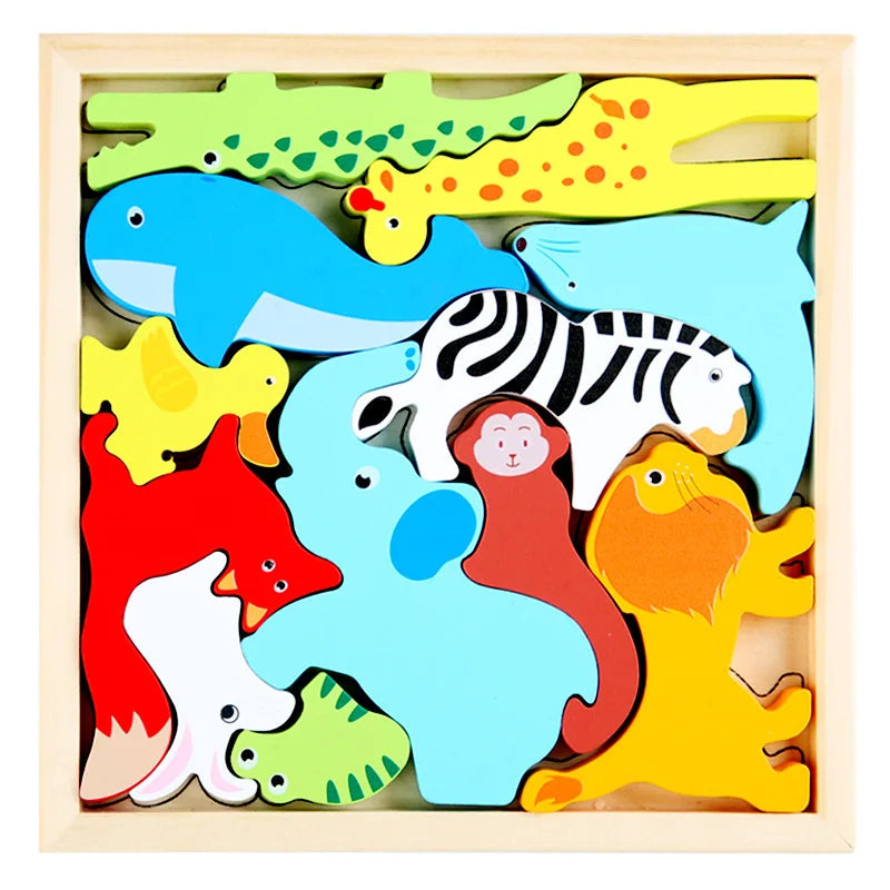Hot New 3D Puzzle Wooden Toys Baby Learning Educational Hand Grasp Board