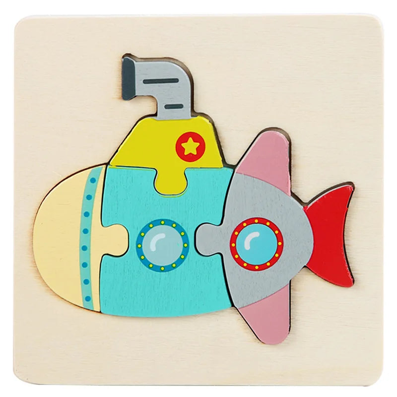 Montessori Toys 3D Puzzle Cartoon Animals Vehicle Cognitive Jigsaw Puzzle
