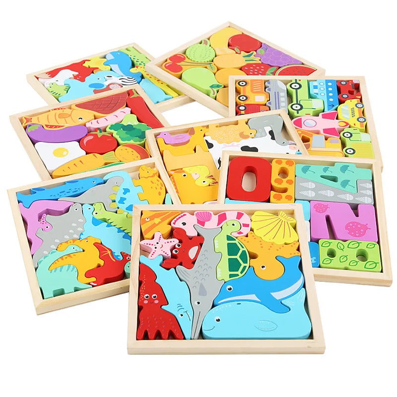 Hot New 3D Puzzle Wooden Toys Baby Learning Educational Hand Grasp Board