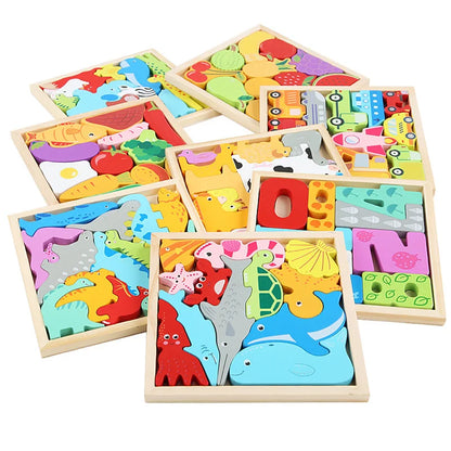 Hot New 3D Puzzle Wooden Toys Baby Learning Educational Hand Grasp Board