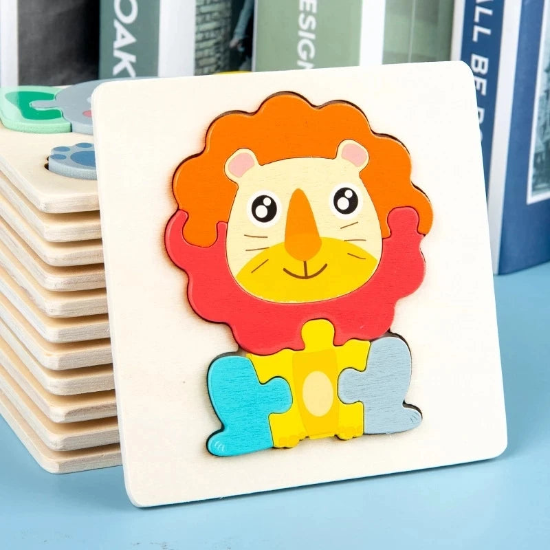 Montessori Toys 3D Puzzle Cartoon Animals Vehicle Cognitive Jigsaw Puzzle