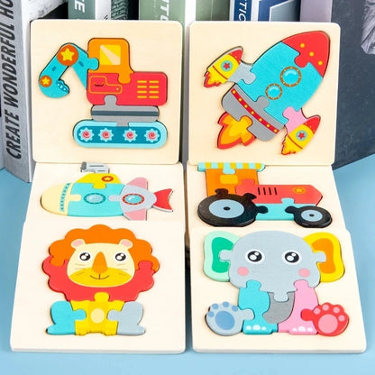 Montessori Toys 3D Puzzle Cartoon Animals Vehicle Cognitive Jigsaw Puzzle