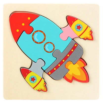 Montessori Toys 3D Puzzle Cartoon Animals Vehicle Cognitive Jigsaw Puzzle
