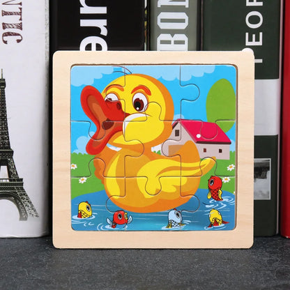 11X11CM Kids Wooden Puzzle Cartoon Animal Traffic Tangram Wood Puzzle Toys