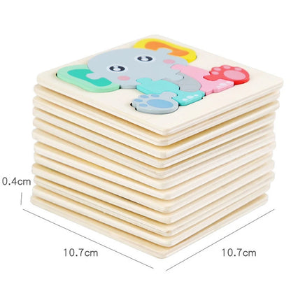 Montessori Toys 3D Puzzle Cartoon Animals Vehicle Cognitive Jigsaw Puzzle