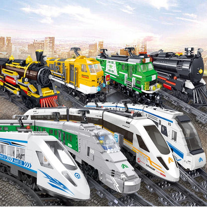 City Train Set Steam Bullet Vehicle Cargo Railway Station