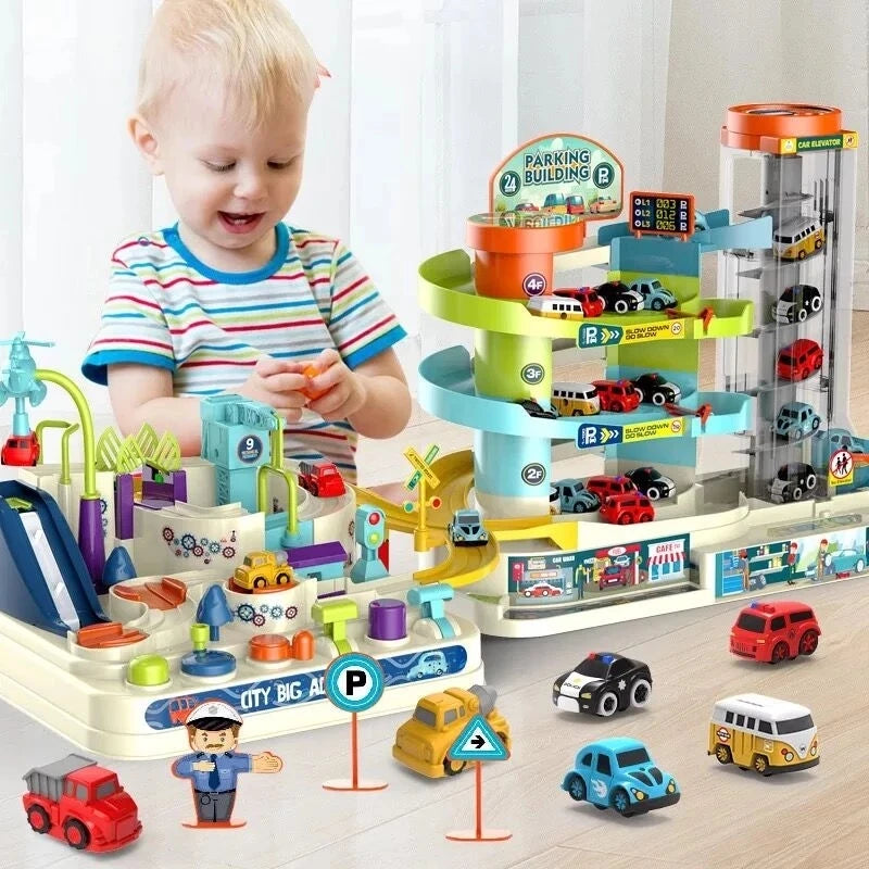 Combination Adventure Track Car Toy Link Parking Building Toys