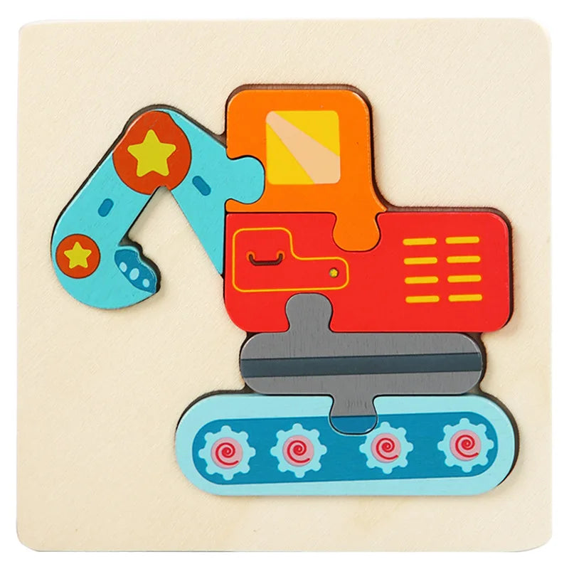 Montessori Toys 3D Puzzle Cartoon Animals Vehicle Cognitive Jigsaw Puzzle