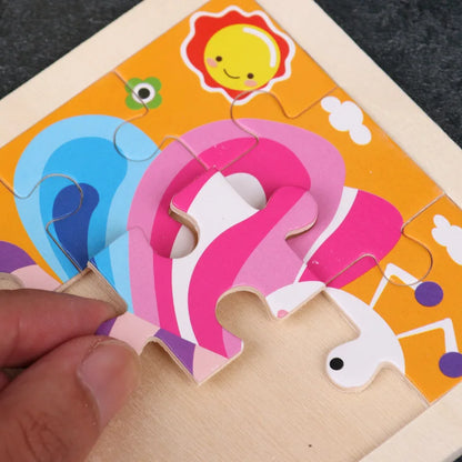 11X11CM Kids Wooden Puzzle Cartoon Animal Traffic Tangram Wood Puzzle Toys