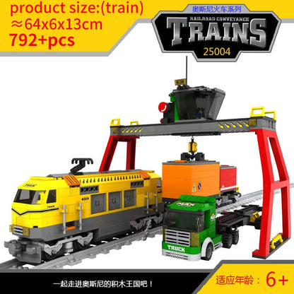 City Train Set Steam Bullet Vehicle Cargo Railway Station