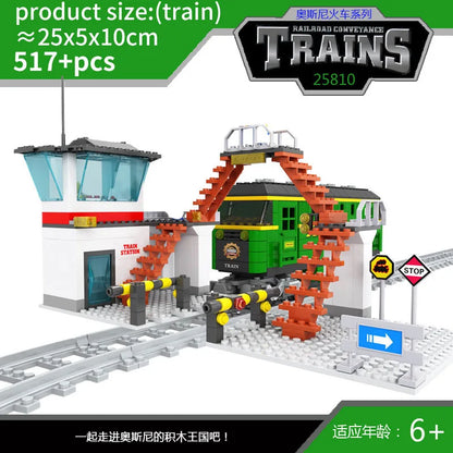 City Train Set Steam Bullet Vehicle Cargo Railway Station