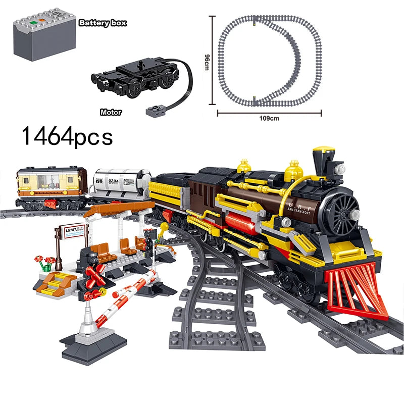 City Train Set Steam Bullet Vehicle Cargo Railway Station
