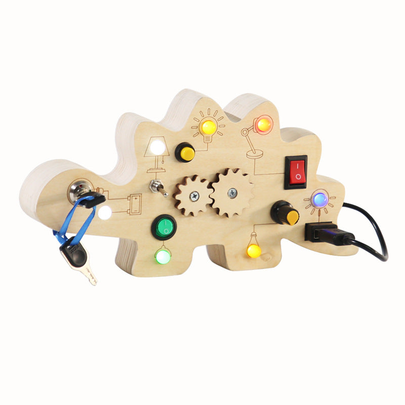 Children's Wooden Dinosaur Circuit Board Busy Light Toys