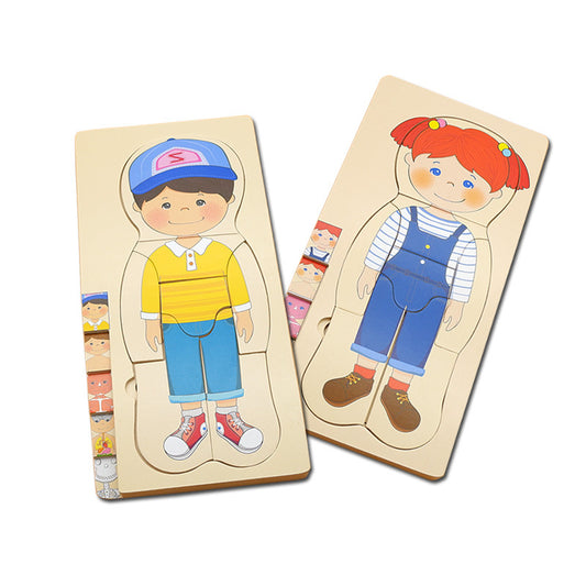 Boys' Body Structure Puzzle Children's Wooden Toys