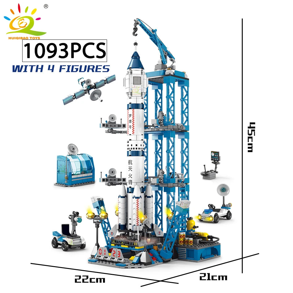 HUIQIBAO Space Aviation Manned Rocket Building Blocks With Astronaut Figure City