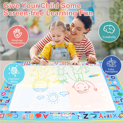 100x80CM Magic Water Drawing Mat with Reusable Magic Pens,