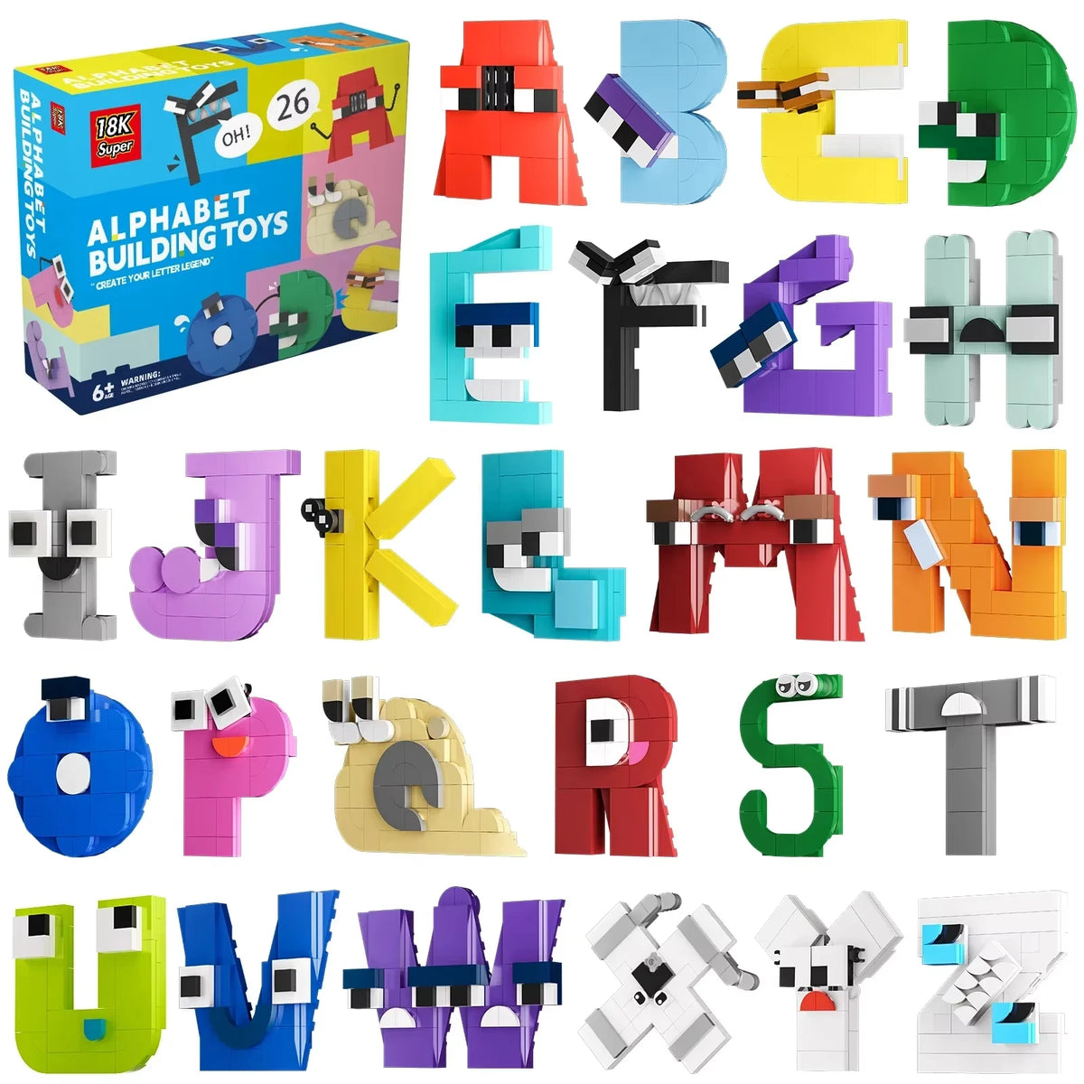 MOC 931PCS Letters Lore A-Z 26 English Alphabet Numbers Letters Building Blocks Set