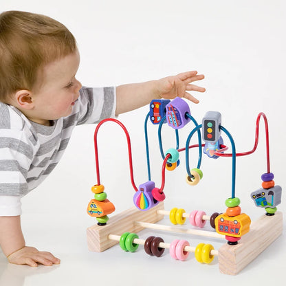 Wooden Roller Coaster Bead Maze Abacus Math Toys Toddler Early Educational Toys