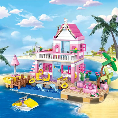 Friends City Tree House Summer Holiday Villa Castle Building Blocks