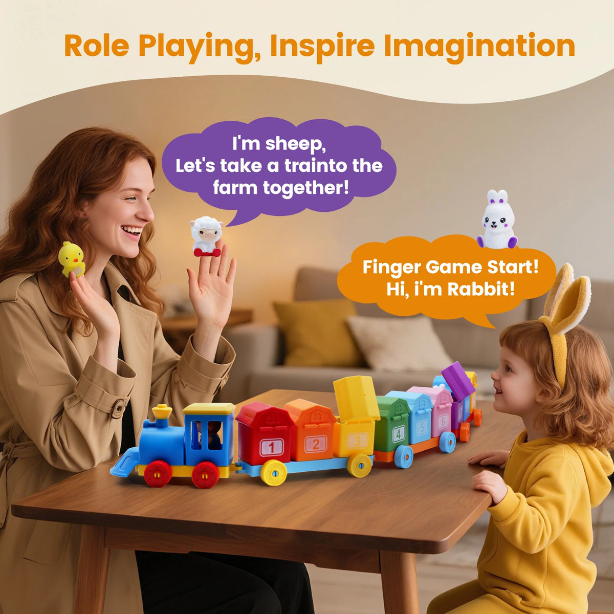 Montessori Train Toy Set Toddler Early Educational Learning Toys