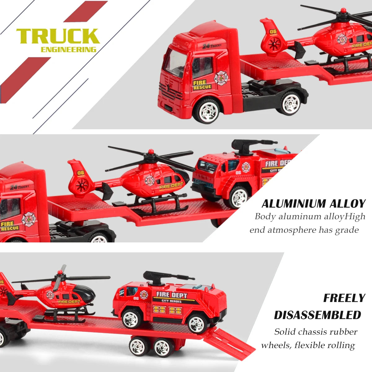 Mini Trailer Truck Toy, Alloy Plastic Construction Vehicle Truck