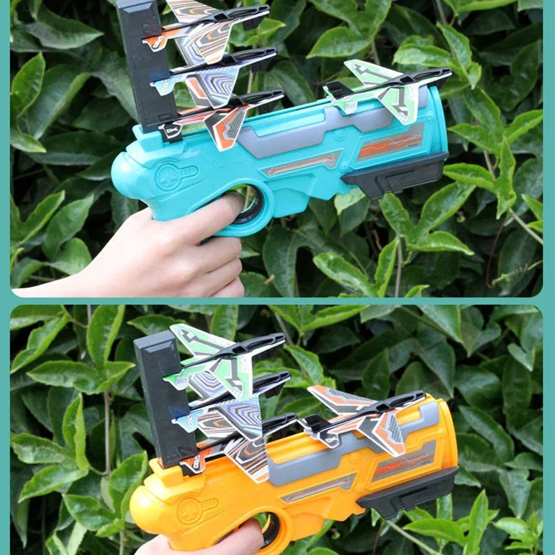 HOT！Airplane Launcher Bubble Catapult With 6 Small Plane Toy Funny Airplane Toys