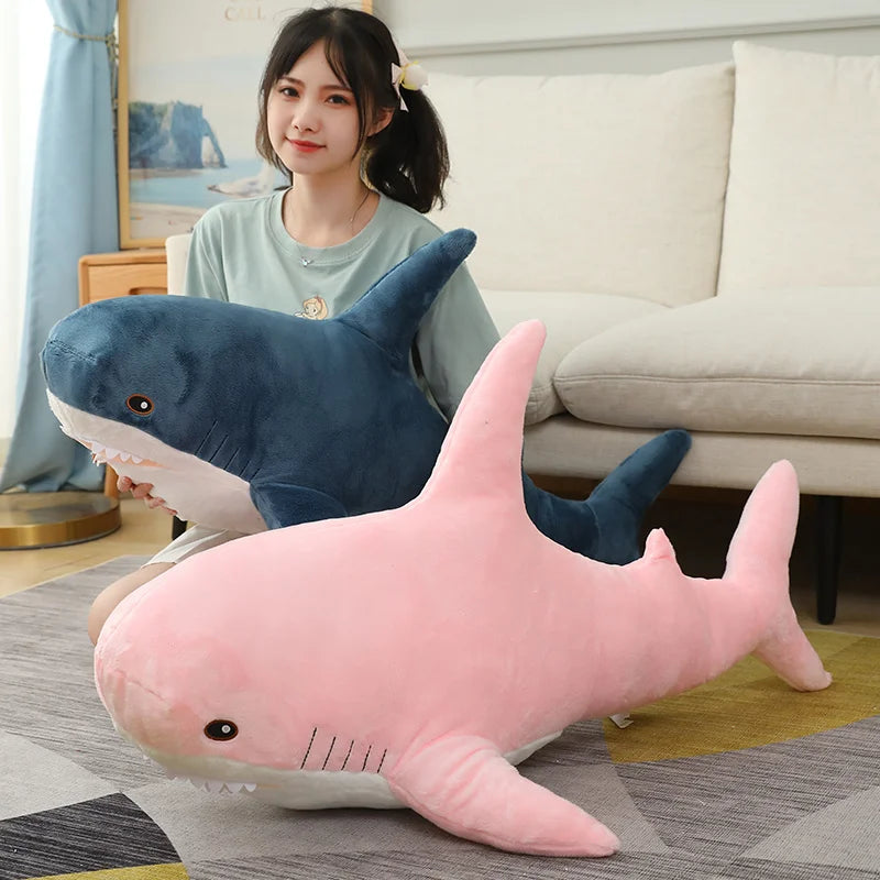 140cm Giant Cute Shark Plush Toy Soft Stuffed Speelgoed Animal Reading Pillow