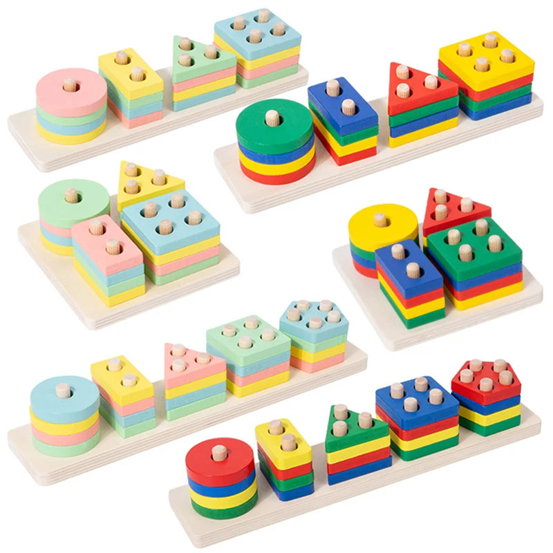 Montessori Toy Wooden Building Blocks Early Learning Educational Toys