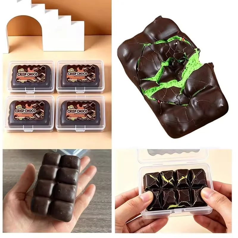 Crispy Clay Filled Chocolate Squishy Fidget Squeeze Toy Crunch Texture
