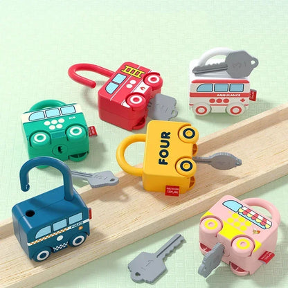 Number Matching Lock Toys Baby Learning Lock with Key Car Game