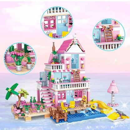 Friends City Tree House Summer Holiday Villa Castle Building Blocks