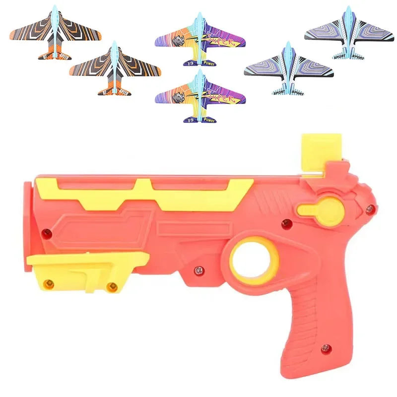 HOT！Airplane Launcher Bubble Catapult With 6 Small Plane Toy Funny Airplane Toys