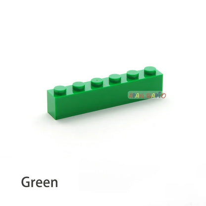 200pcs Building Blocks DIY thick 1x6 Dots 16Color Bricks Size