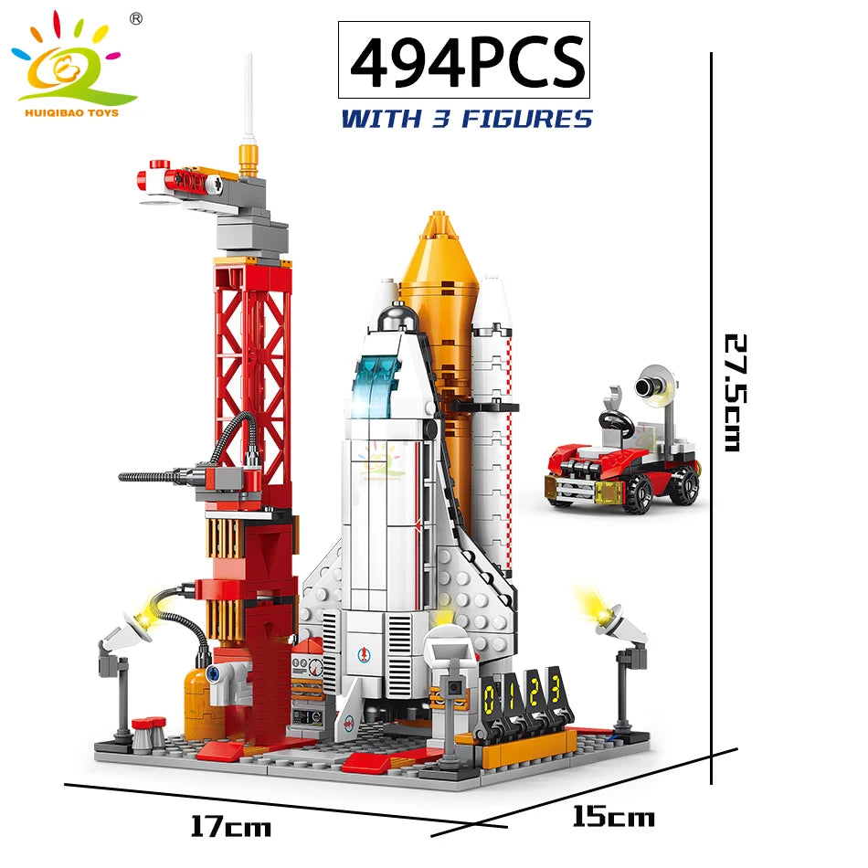 HUIQIBAO Space Aviation Manned Rocket Building Blocks With Astronaut Figure City
