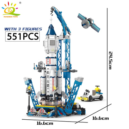 HUIQIBAO Space Aviation Manned Rocket Building Blocks With Astronaut Figure City