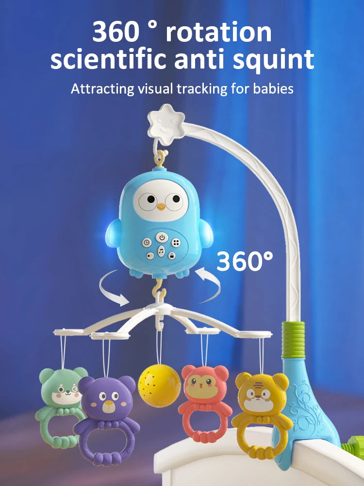 Baby Music Rotating Bed Bell Toy Cute Owl Shape Modern Baby Hanging Rattle
