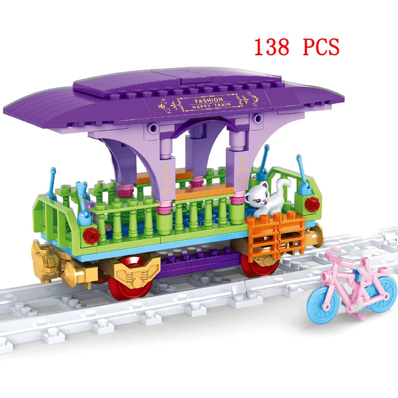 City Train Set Steam Bullet Vehicle Cargo Railway Station