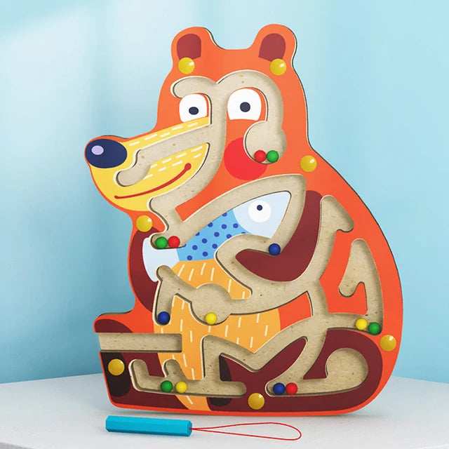 Children Magnetic Maze Toy Kids Wooden Puzzle Game Toy Kids Early Educational
