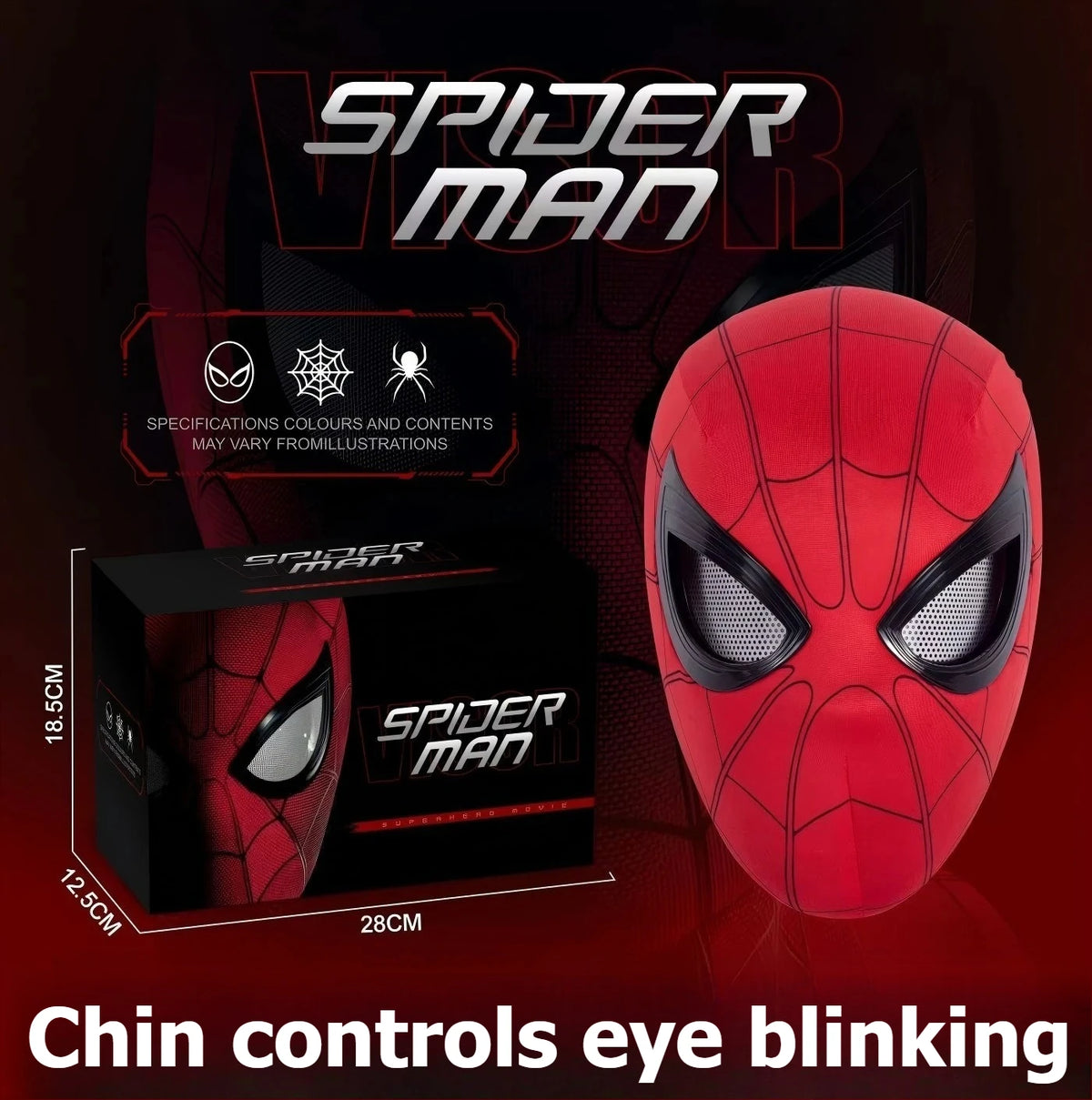 In Stock Miles Spider-Man 1:1 Scale Electronic Mask With Moving Glowing Eyes