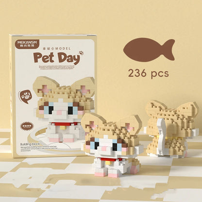 18 New Pet Cat And Dog Animal Dolls Children's Educational Building Block Toys